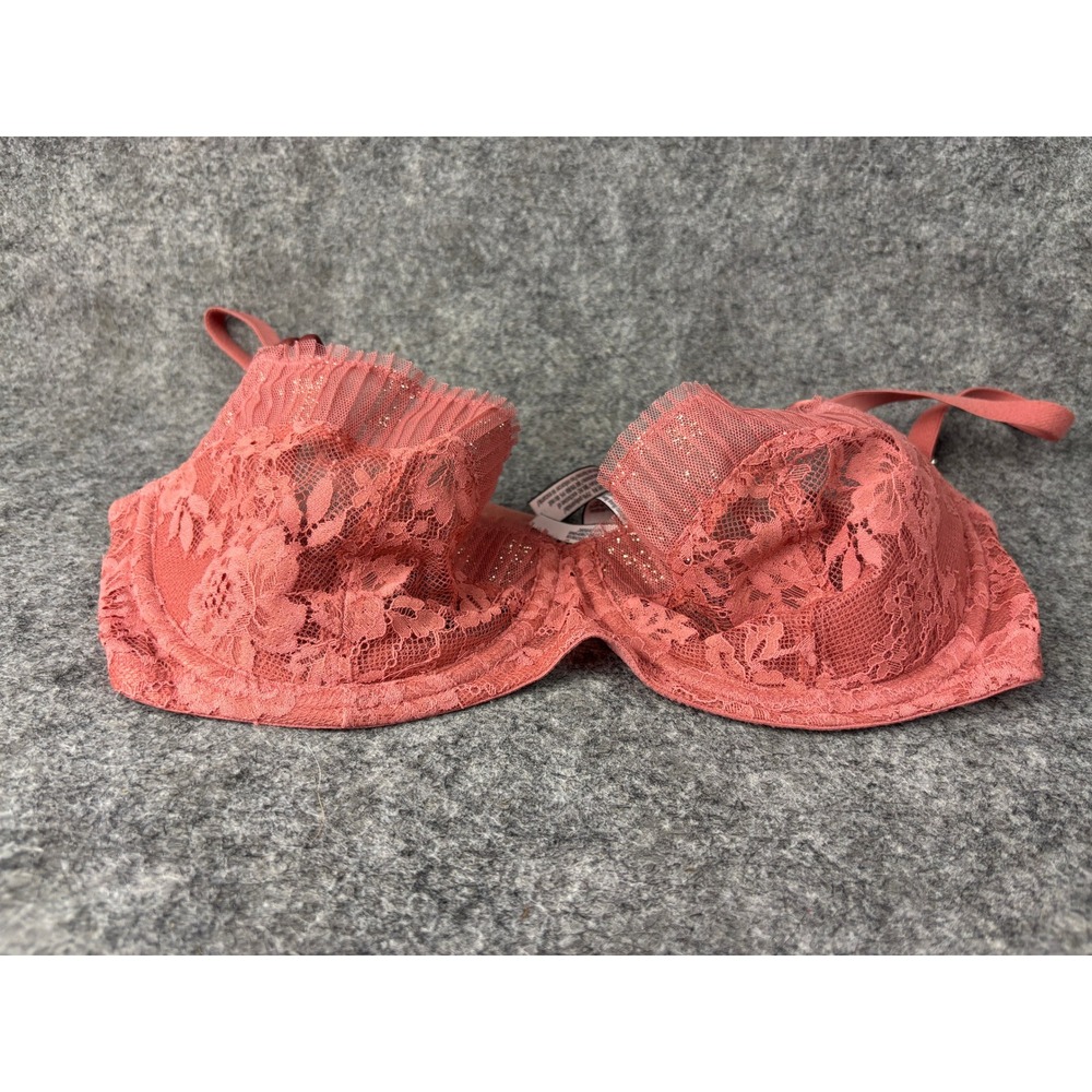 Victoria's Secret Dream Angels Bra Womens 32DD Lace Glitter Push-Up Underwire